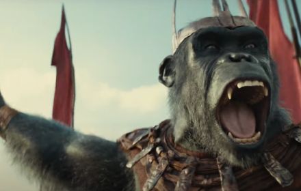 Een still uit de trailer voor Kingdom of the Planet of the Apes