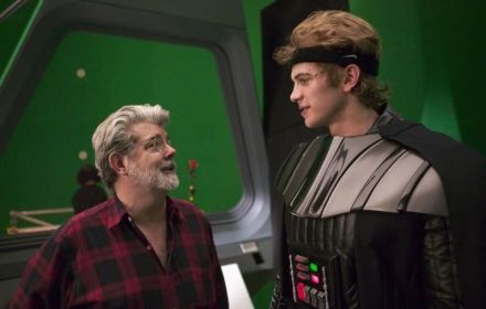 Hayden Christensen naast George Lucas