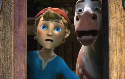 Een foto van Pinokkio en zijn paard Tybalt in Pinocchio: A True Story.