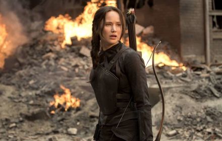 Een foto van Jennifer Lawrence in Hunger Games.