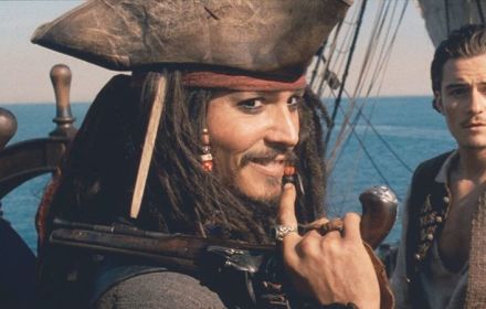 Johnny Depp als Jack Sparrow in Pirates of the Caribbean.