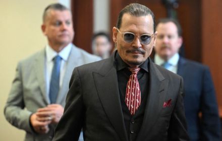 Johnny Depp tijdens de rechtszaak met Amber Heard.