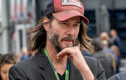 Keanu Reeves bij de Grand Prix in Silverstone