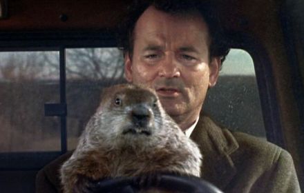 Bill Murray in Groundhog Day.