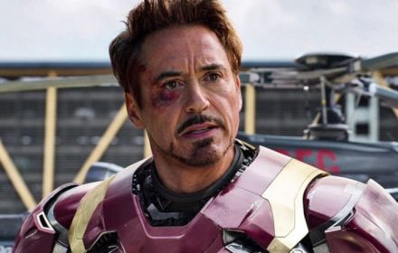 Een foto van Robert Downey Jr. als Iron Man.