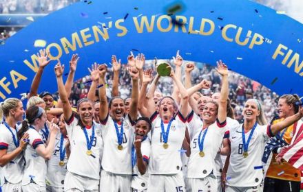 Een foto van het Amerikaanse vrouwenteam