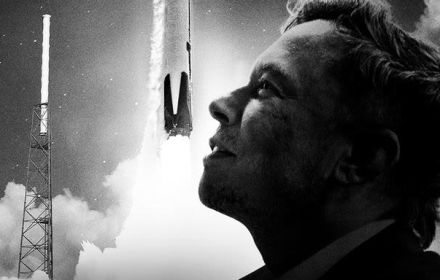 Elon Musk op de poster voor Return to Space.