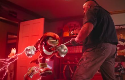 Een foto van Knuckles in de trailer