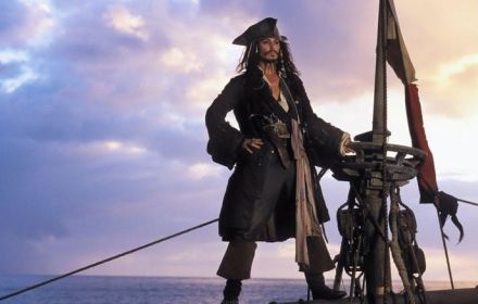 Een foto van Johnny Depp als Jack Sparrow