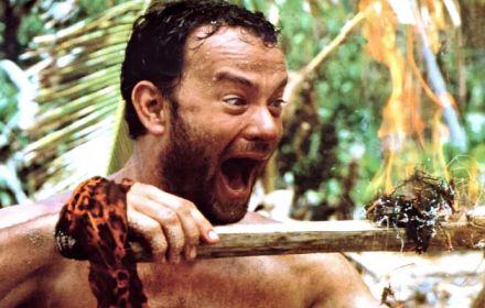 Tom Hanks tijdens een scene in Cast Away.