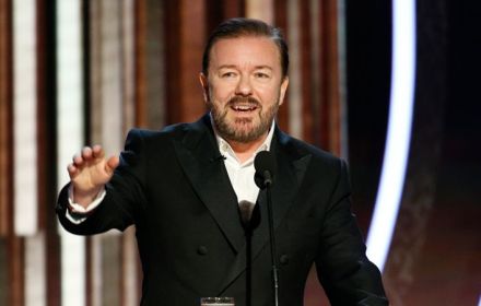Ricky Gervais bij de Golden Globes.