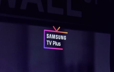 Scherm met logo van Samsung TV Plus