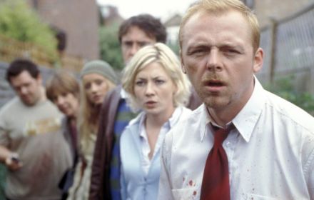 Een foto van Simon Pegg in Shaun of the Dead.