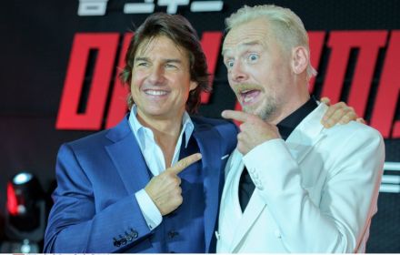 Een foto van Simon Pegg en Tom Cruise