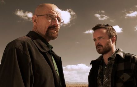 Bryan Cranston en Aaron Paul in Breaking Bad.