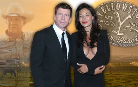 Taylor Sheridan en Nicole Sheridan tijdens de premiere van Yellowstone